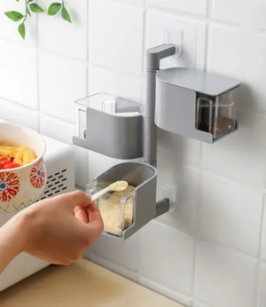 Поличка для спецій, настінний поворотний контейнер на 3 секції