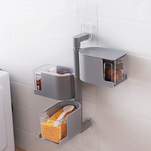 Поличка для спецій, настінний поворотний контейнер на 3 секції