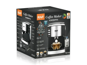 Кавоварка на 2 чашки напівавтоматична 850Вт 1,6л 220В RAF R113 з капучінатором