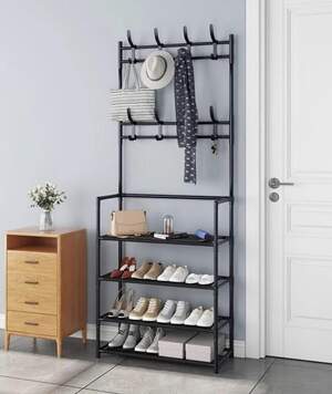 Універсальна вішалка для одягу New simple floor clothes rack size 60X29.5X151 см (Чорний)
